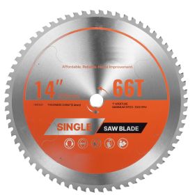 Circular Saw Blade, 14 inch Diameter, 66 Sharp Alloy Teeth, 1 inch Arbor, Fine Finish, Metal Cutting Blade for Circular Saw