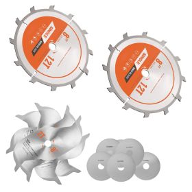 Dado Blade Set, 8 inch Diameter, 12 Sharp Alloy Teeth, 5/8 inch Arbor, Fine Finish, Stacking Dado Blades with Chippers and Shims