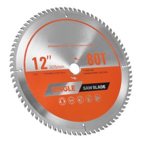 Circular Saw Blade, 12 inch Diameter, 80 Sharp Alloy Teeth, 1 inch Arbor, Fine Finish, Wood Cutting Blade for Circular Saw