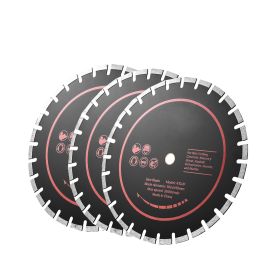 Diamond Blades 14 inch, 3-Pack Concrete Saw Blade Set, 1 in Arbor, High-Hardness Diamond Segments, 65Mn Steel Core, Dry Wet Cutting