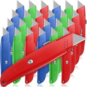 30 Pcs Box Cutter Bulk Retractable Blade Utility Knife Heavy Duty Aluminum Alloy Razor Shell Knife for Cartons, Cardboard and Boxes, DIY, Factory