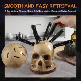 Skull Knife Holder for Kitchen,A Skeleton Knife Stand Doubling as Horror - Themed Kitchen Storage Head Rack. Ideal for Scary Party Decor, 15CM/5.