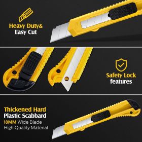 100 Pack Box Cutter Retractable Utility Knife 18mm Wide Blade Razor Knife Plastic Cardboard Cutter for Office Art, Craft and Home Use