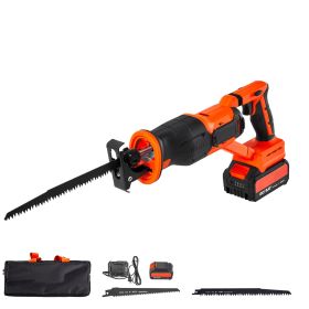 Cordless Reciprocating Saw, 20 V, 3000 SPM Variable Speed, 1 inch Stroke Length, Electric Reciprocating Saw with Battery, Charger, 8 Blades