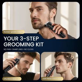 Beard Trimmer Kit, Men's Electric Shaver Razor for Mustache Body Nose Facial Hair, Professional Hair Trimmer, Rechargeable Clippers