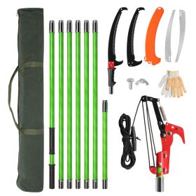 24ft Manual Pole Saw, Lightweight Tree Trimmers Long Handle Pruner Set, Sharp Steel Blade and Scissors Pole Saw for Trimming Palm, Pear Tree, Fir