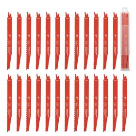 Reciprocating Saw Blades, 25 Pack, 6/12 TPI Bi-Metal Reciprocating Saw Blade Set with Universal Shank, Sharp Teeth for Fast and Smooth Cuts