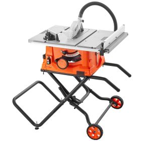 Table Saw with Stand, 10-inch 15-Amp, Max Rip 25-in, Speed to 5000RPM, 40T Blade