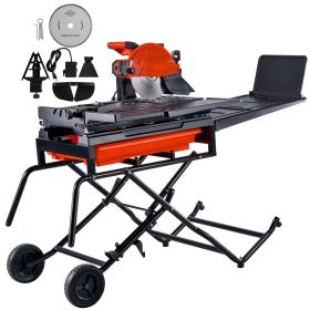 Wet Tile Saw with Stand, 10-inch 65Mn Steel Blade, 4500 RPM Motor, Tile Cutter Wet Saw with Water Reservoir and Casters