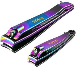 Nail Clipper Set, Sturdy Stainless Steel Fingernails & Toenails Clippers & Nail File, Sharp Effortless Fingernail Toenail Trimmer (Color: Rainbow)